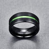 10mm Black Tungsten Carbide with Dual Brushed Matte Surface and Green Inlay Rings - Innovato Store