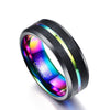 8mm Rainbow Color Coated Tungsten Carbide with Two Black Brushed Matte Surface - Innovato Store