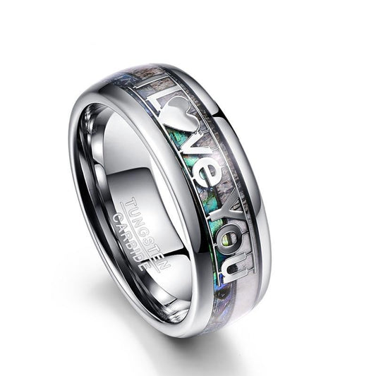 Dual Inlay with the "I Love You" Character Tungsten Carbide Ring - Innovato Store
