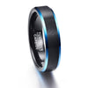 Black Polished Tungsten Carbide with Brushed Matte Surface and Blue Edges Wedding Ring - Innovato Store