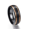 8mm Classic Black Brushed Matte Tungsten Carbide with Two Gold Plated Stripes Wedding Ring - Innovato Store