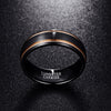 8mm Classic Black Brushed Matte Tungsten Carbide with Two Gold Plated Stripes Wedding Ring - Innovato Store