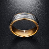 8mm Flat Cut Gold Coated Tungsten with Brushed Matte Geometric pattern Wedding Ring - Innovato Store
