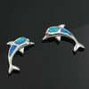 Blue Opal Stone Dolphin Stud Earrings Women’s Jewelry - Innovato Store