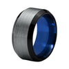 10mm Silver Brushed Tungsten Surface with Blue Plated Inner Ring - Innovato Store