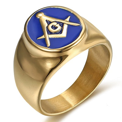 Stainless Steel Gold Plated Masonic Ring for Men