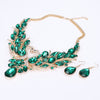 Green Crystal and Double Swan New Collier Necklace & Earrings Jewelry Set