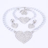 Crystal and Rhinestone Heart Necklace, Bracelet, Earrings & Ring Jewelry Set