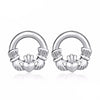 925 Sterling Silver Round Claddagh Stud Women’s Earrings