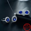 Crystal Oval 925 Sterling Silver Necklace, Earrings & Ring Classic Jewelry Set