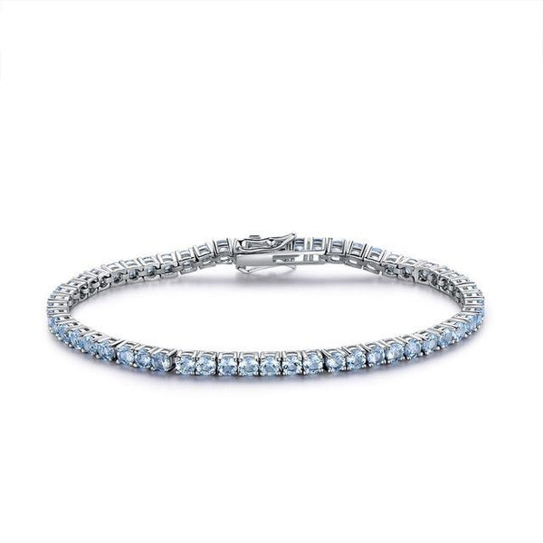 Birthstone Link Chain 925 Sterling Silver Bracelet