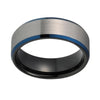 8mm Black and Blue Silver Matte Tungsten Carbide Wedding Ring - Innovato Store