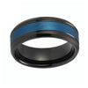 8mm Blue Center with Grooved Black Tungsten Carbide Wedding Ring - Innovato Store