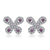 Purple Butterfly Ruby Cubic Zirconia Studs Earrings with 925 Sterling Silver