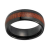 8mm Black Tungsten Carbide with Dark Polished Koa Wood Inlay Ring - Innovato Store