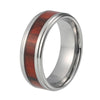 8mm Double Step Edges with Wood Inlay Silver Coated Tungsten Carbide - Innovato Store