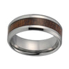 8mm Silver Coated Tungsten Carbide with Koa Wood Inlay Ring - Innovato Store