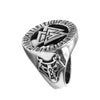 Stainless Steel Black Toned Viking Wolf Biker Ring for Men with Nordic Rune and Celtic Knot Symbols