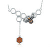 925 Sterling Silver Bee Honeycomb Pendant Necklace For Women