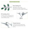 925 Sterling Silver Hummingbirds Bird with Green Willow Twig Pendant Necklace