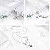 925 Sterling Silver Hummingbirds Bird with Green Willow Twig Pendant Necklace