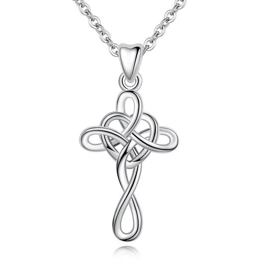 925 Sterling Silver Celtics Knot Cross Pendant Necklace