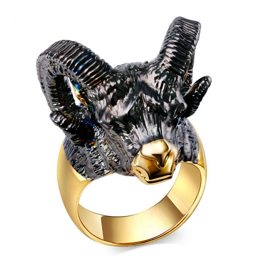 Black and Gold Gorgeous Goat Head Ring Women’s Jewelry