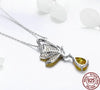 925 Sterling Silver Yellow and White Cubic Zirconia Butterfly Pendant Necklace