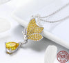 925 Sterling Silver Yellow and White Cubic Zirconia Butterfly Pendant Necklace