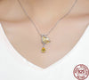 925 Sterling Silver Yellow and White Cubic Zirconia Butterfly Pendant Necklace