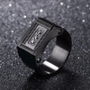 11mm Stainless Steel Black Signet Men’s Cocktail Ring with Cable and Crystal Inset - Innovato Store