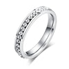 4mm Silver Toned Stainless Steel with a Crystal Inlay Women’s Jewelry Wedding Band - Innovato Store