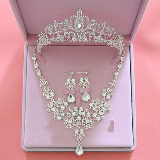 Fashion Crystal Tiara, Necklace & Earrings Jewelry Set