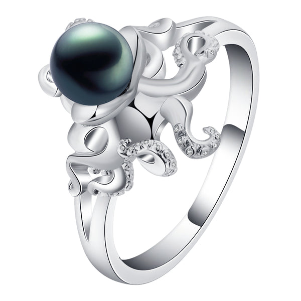 Octopus Silver Plated Ring with Luxury Stone in the Center - Innovato Store