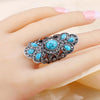 Blue Stone and Black Crystal Peacock Ring For Women