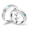 Romantic Forever Love Silver Plated Ring with Blue Crystal Couple Wedding Ring