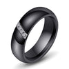 6mm Black or White Ceramic Wedding Ring for Women with Silver Tone Inlay and Round Zircons - Innovato Store