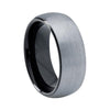 8mm Mens Black Tungsten Carbide Silver Matte Finish Ring - Innovato Store