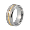8mm Two Tone Silver Brushed Matte Surface with Gold Plated Inlay Tungsten Carbide Wedding Ring - Innovato Store