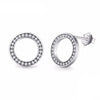 Cubic Zirconia Circle 925 Sterling Silver Necklace, Earrings & Ring Vintage Jewelry Set