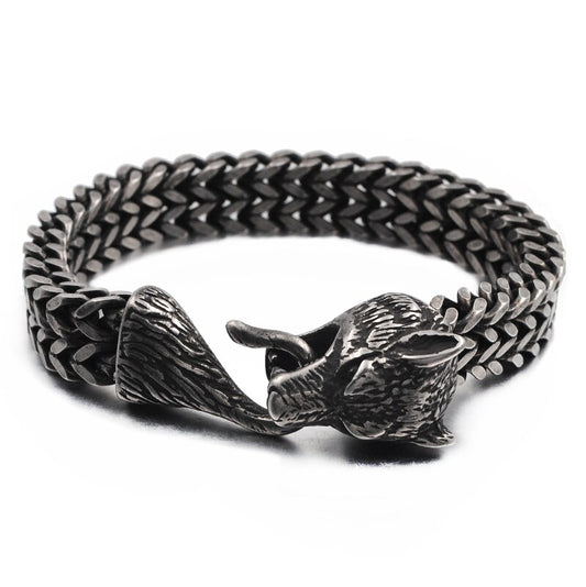 316L Stainless Steel Wolf Wristband Bracelet for Men