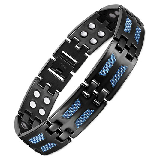 Blue Carbon Fiber Magnetic Titanium Bracelet