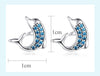Blue Cubic Zirconia Dolphin 925 Sterling Silver Stud Earrings - Innovato Store