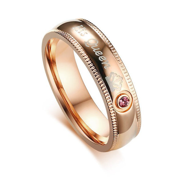 His Queen and Her King Black and Gold Coated Stainless Steel Wedding Ring - Innovato Store