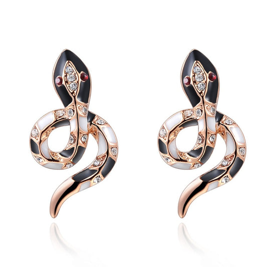 Multicolor Snake with Austrian Crystal and Cubic Zirconia Stud Earrings