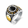 Yin and Yang Multi-Color Silver Plated Ring with CZ Stone in The Center
