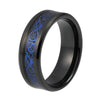 Black Tungsten Carbide with Blue Pattern on Black Carbon Inlay Wedding band - Innovato Store