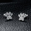 925 Sterling Silver Vintage Dog Paw Fingerprint Cubic Zirconia Stud Earrings - Innovato Store