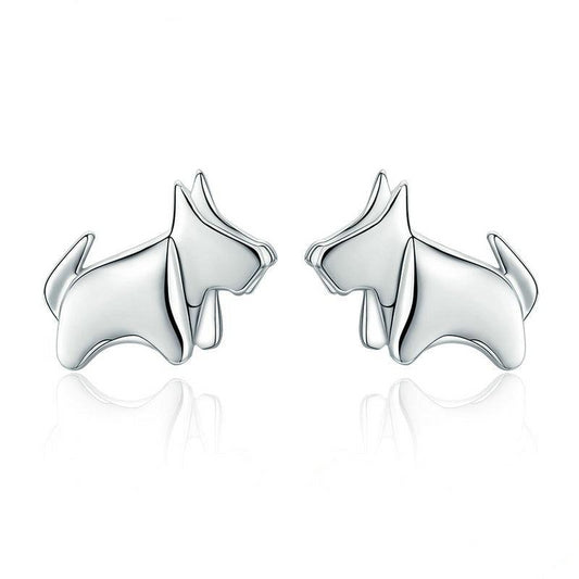 925 Sterling Silver Bulldog Stud Earrings Women’s Jewelry