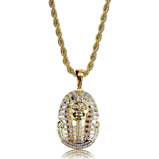 Hip Hop Gold Plated Egyptian Pharaoh Pendant Necklace